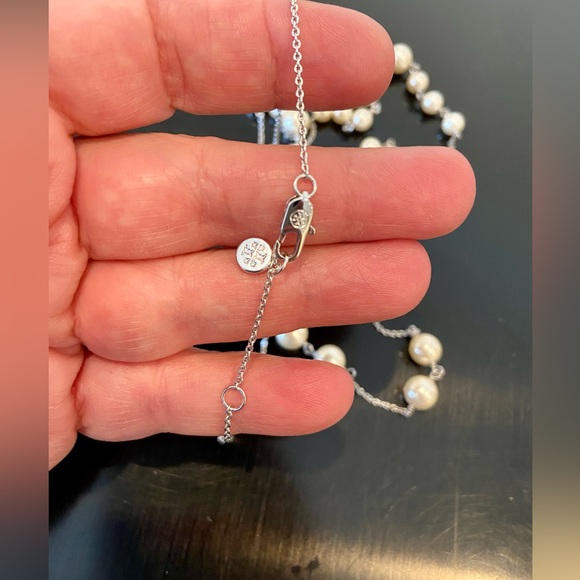 NWT Authentic Luxury Tory Burch Pearl Crystal Rosary Necklace - Picture 17 of 17